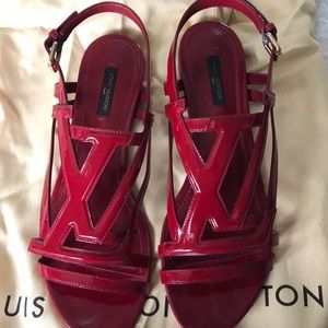 Louis Vuitton Red sandals worn 2 times